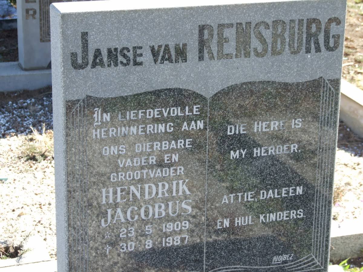 RENSBURG Hendrik Jacobus, Janse van 1909-1987
