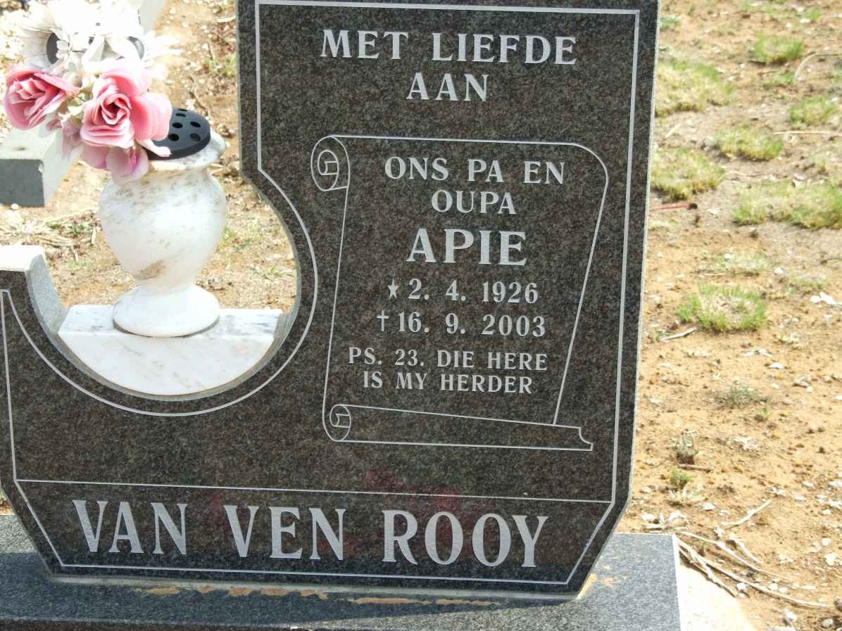 ROOY Apie, van ven 1926-2003