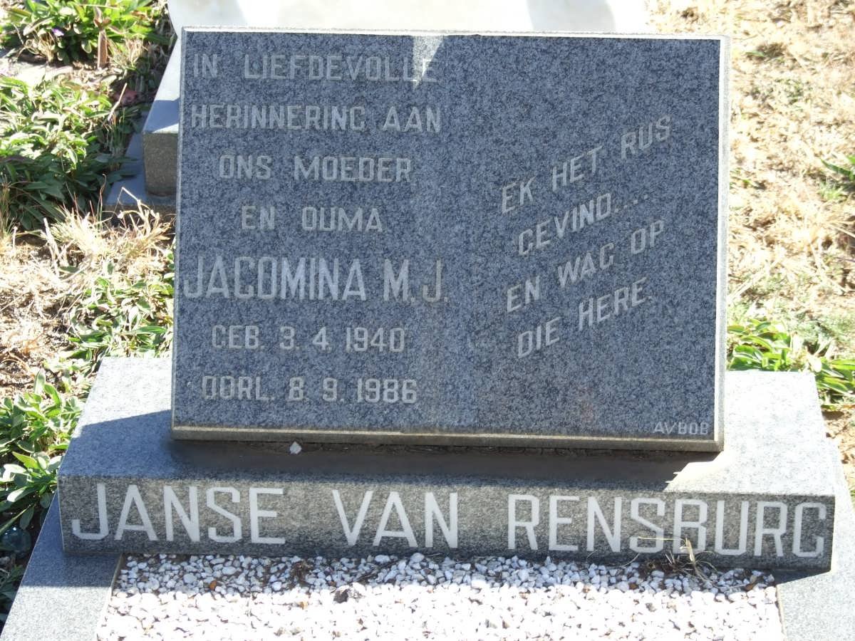 RENSBURG Jacomina M.J., Janse van 1940-1986