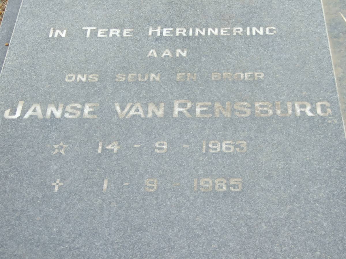 RENSBURG Derek, Janse van 1963-1985