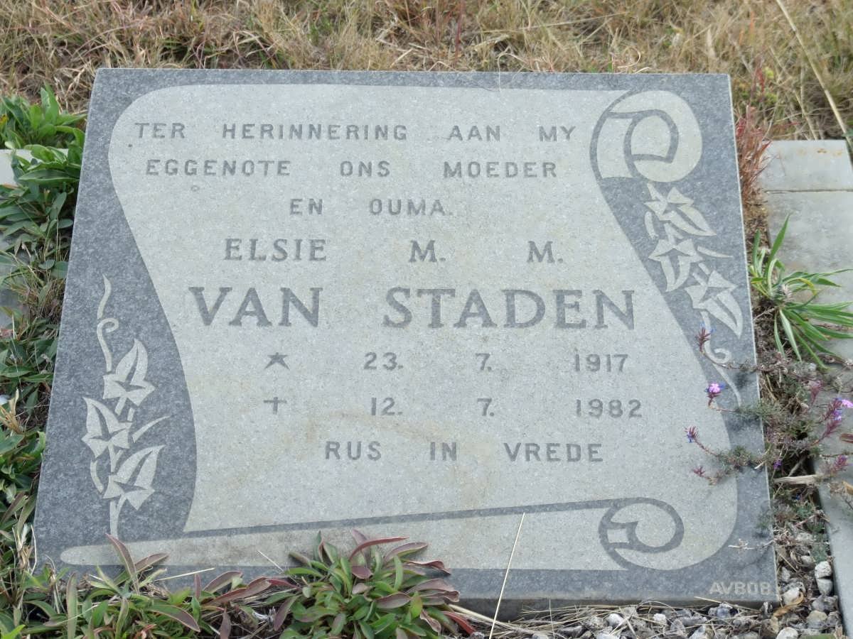 STADEN Elsie M.M., van 1917-1982 