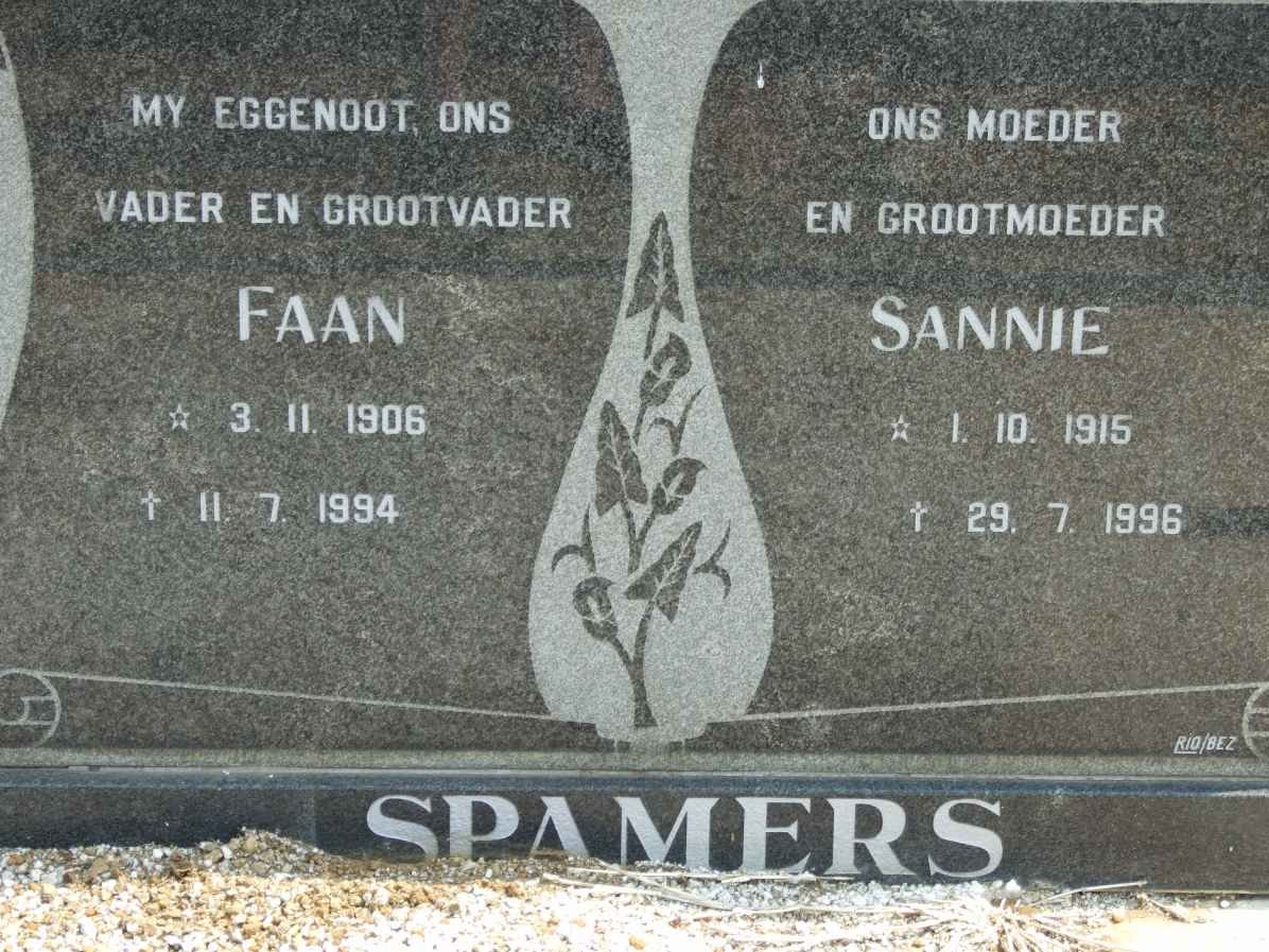 SPAMERS Faan 1906-1994 &amp; Sannie 1915-1996