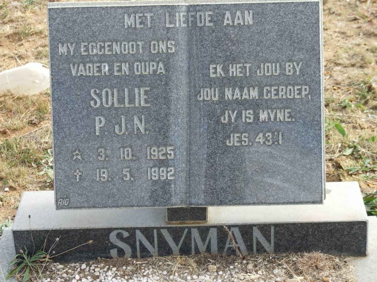 SNYMAN P.J.N. 1925-1992