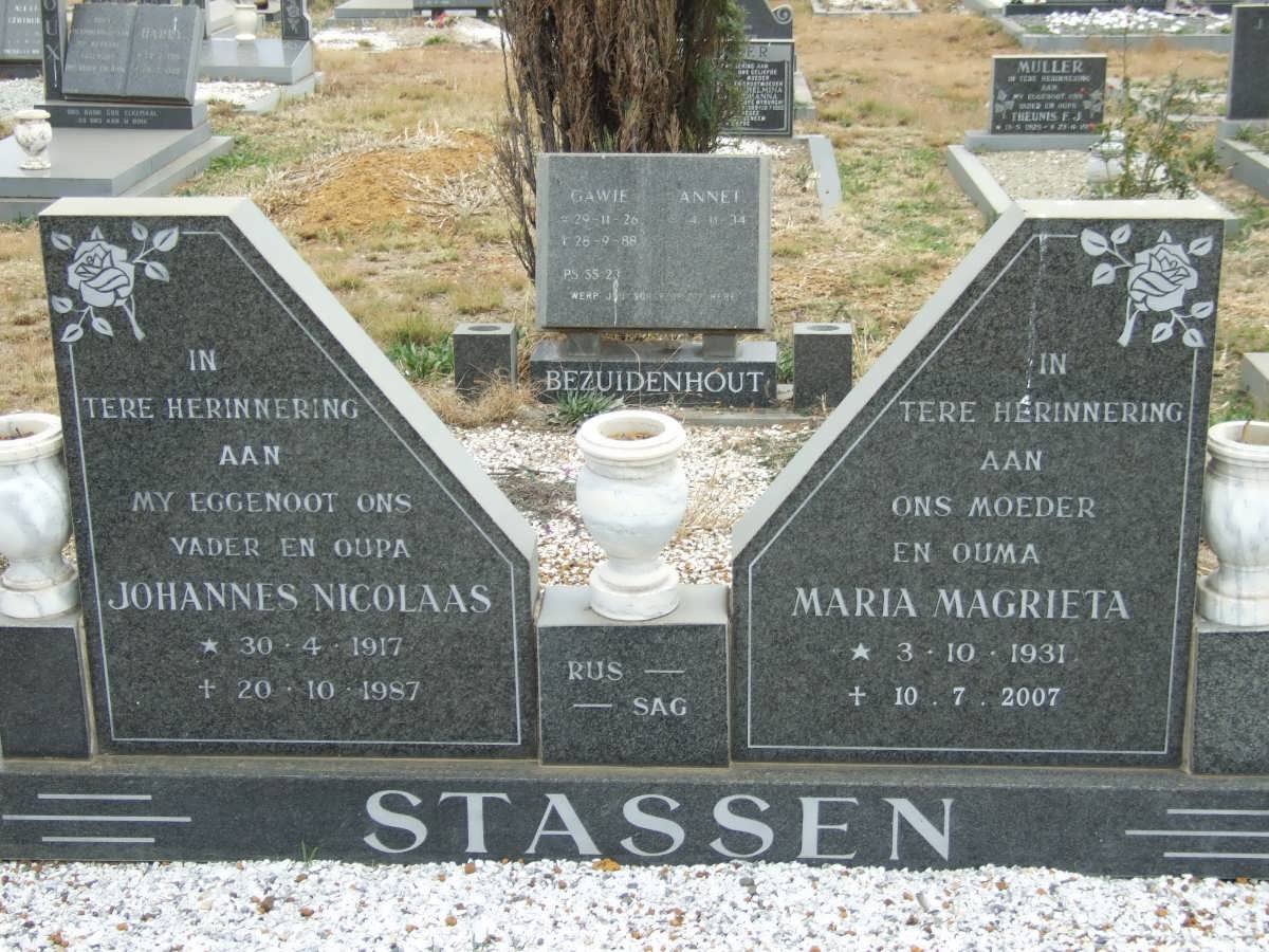 STASSEN Johannes Nicolaas 1917-1987 &amp; Maria Magrieta 1931-2007