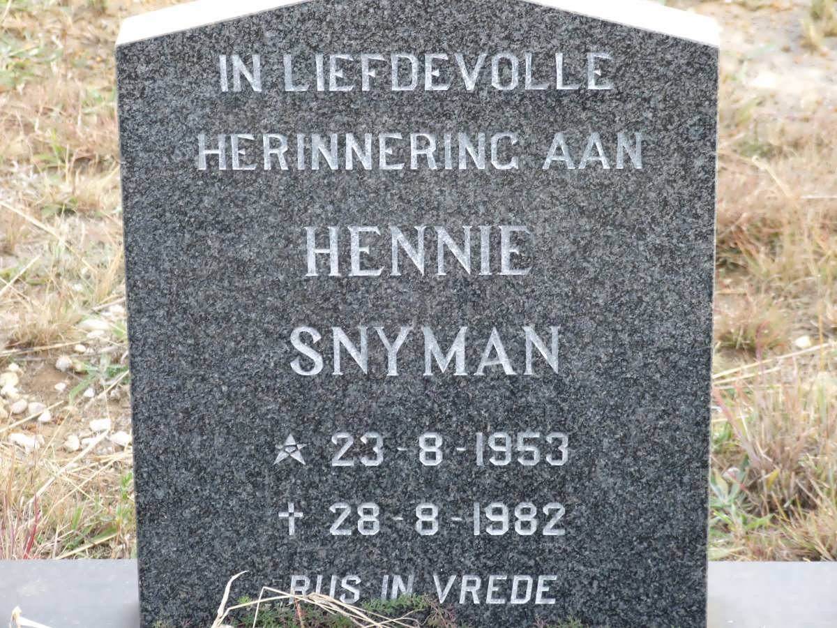 SNYMAN Hennie 1953-1982