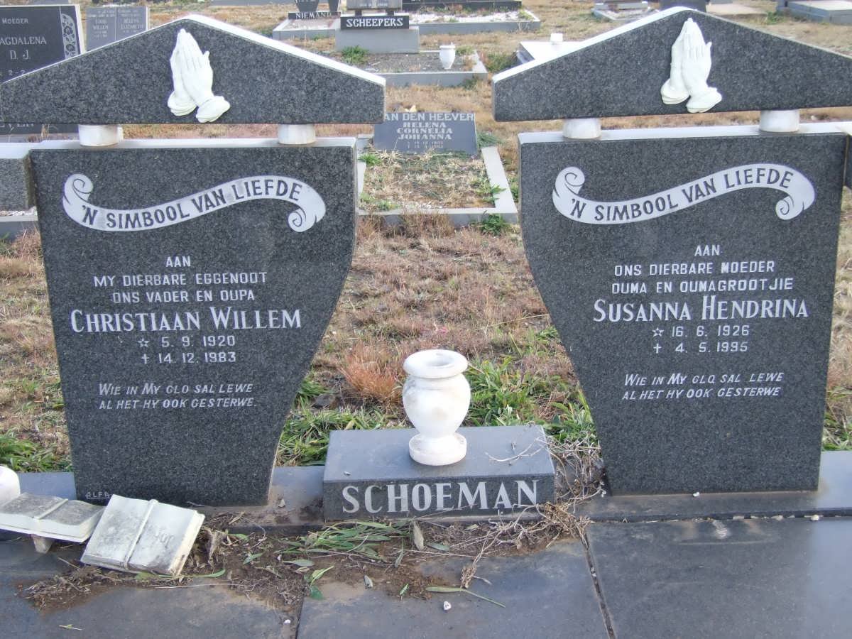 SCHOEMAN Christiaan Willem 1920-1983 &amp; Susanna Hendrina 1926-1996
