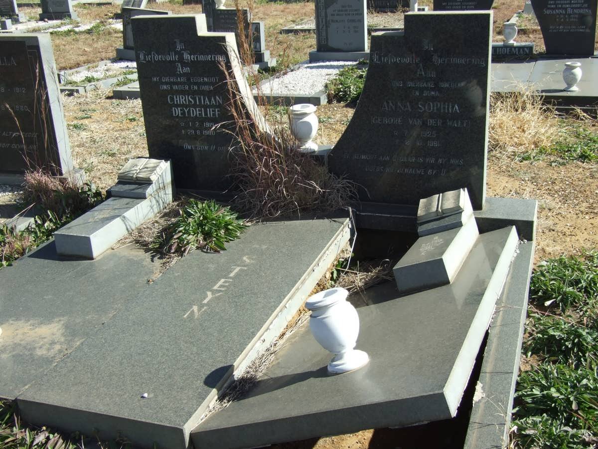 STEYN Christiaan Deydelief 1919-1980 &amp; Anna Sophia VAN DER WALT 1925-1991