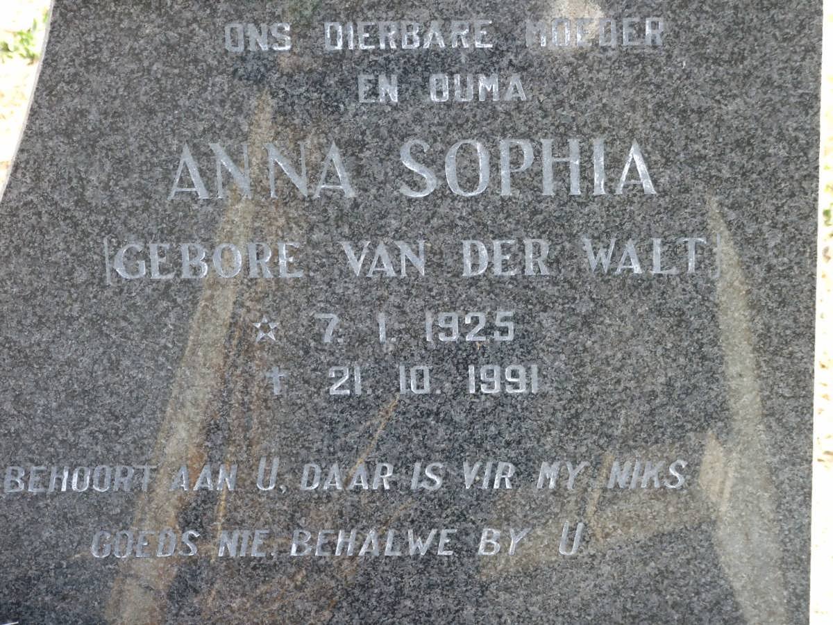 STEYN Anna Sophia nee VAN DER WALT 1925-1991