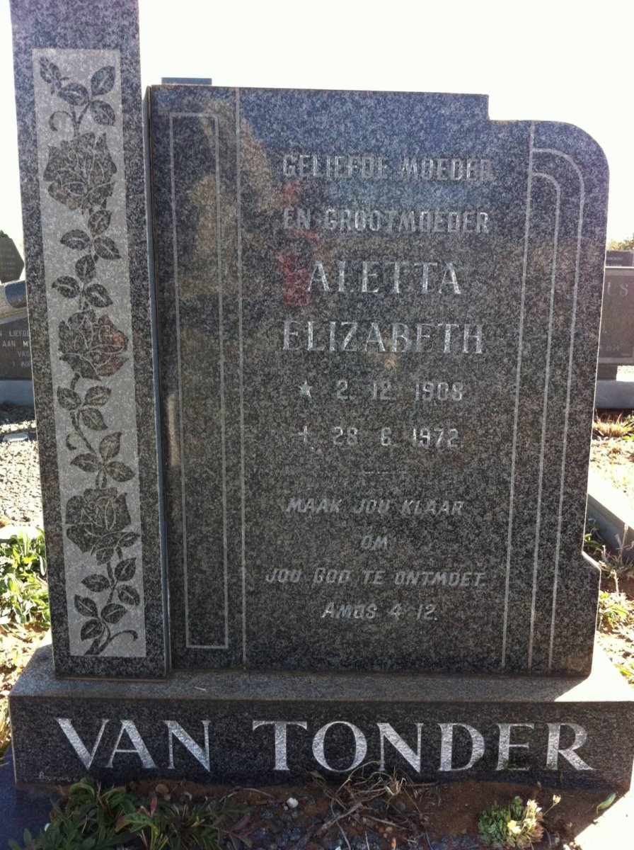 TONDER Aletta Elizabeth, van 1908-1972