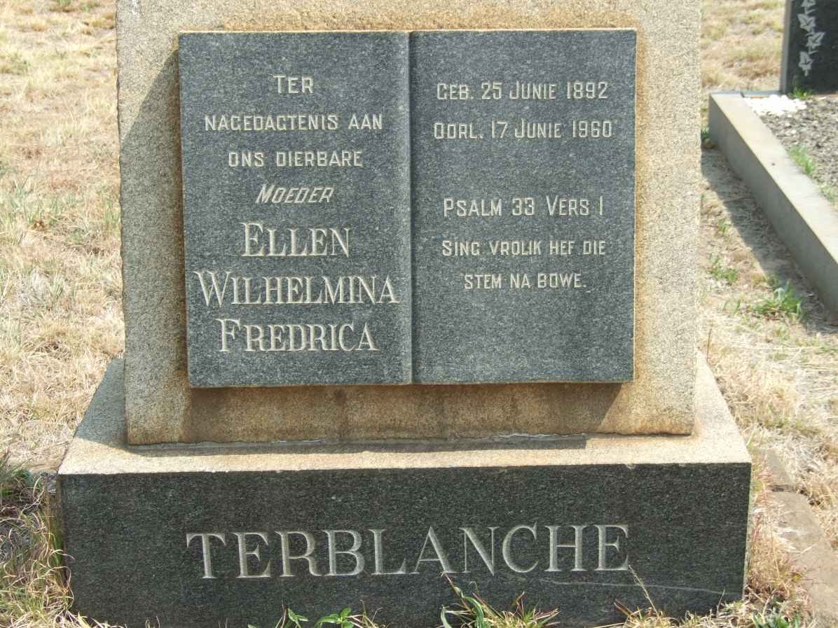 TERBLANCHE Ellen Wilhelmina Fredrica 1892-1960