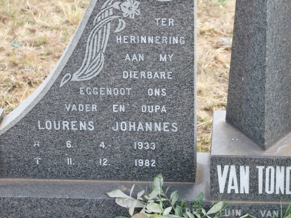 TONDER Lourens Johannes, van 1933-1982