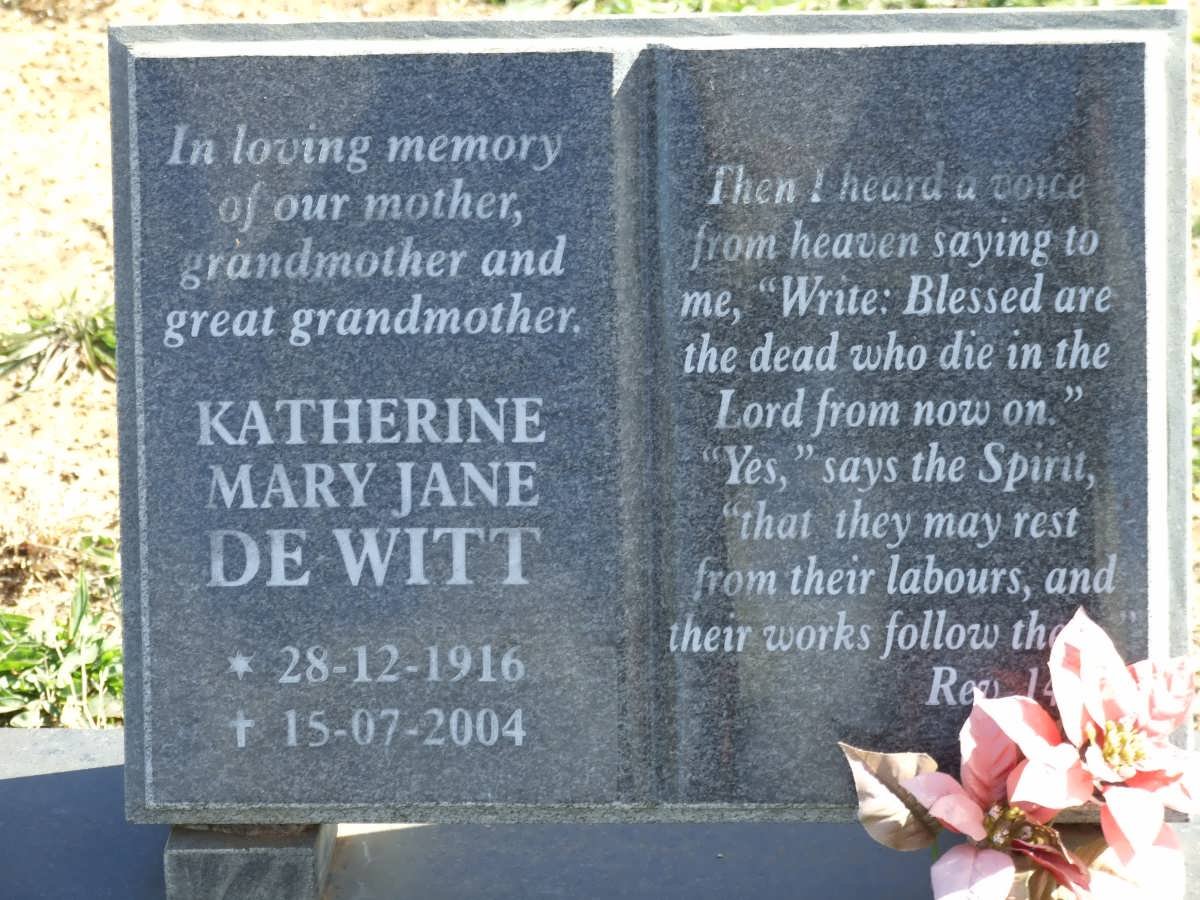 WITT Katherine Mary Jane, de 1916-2004