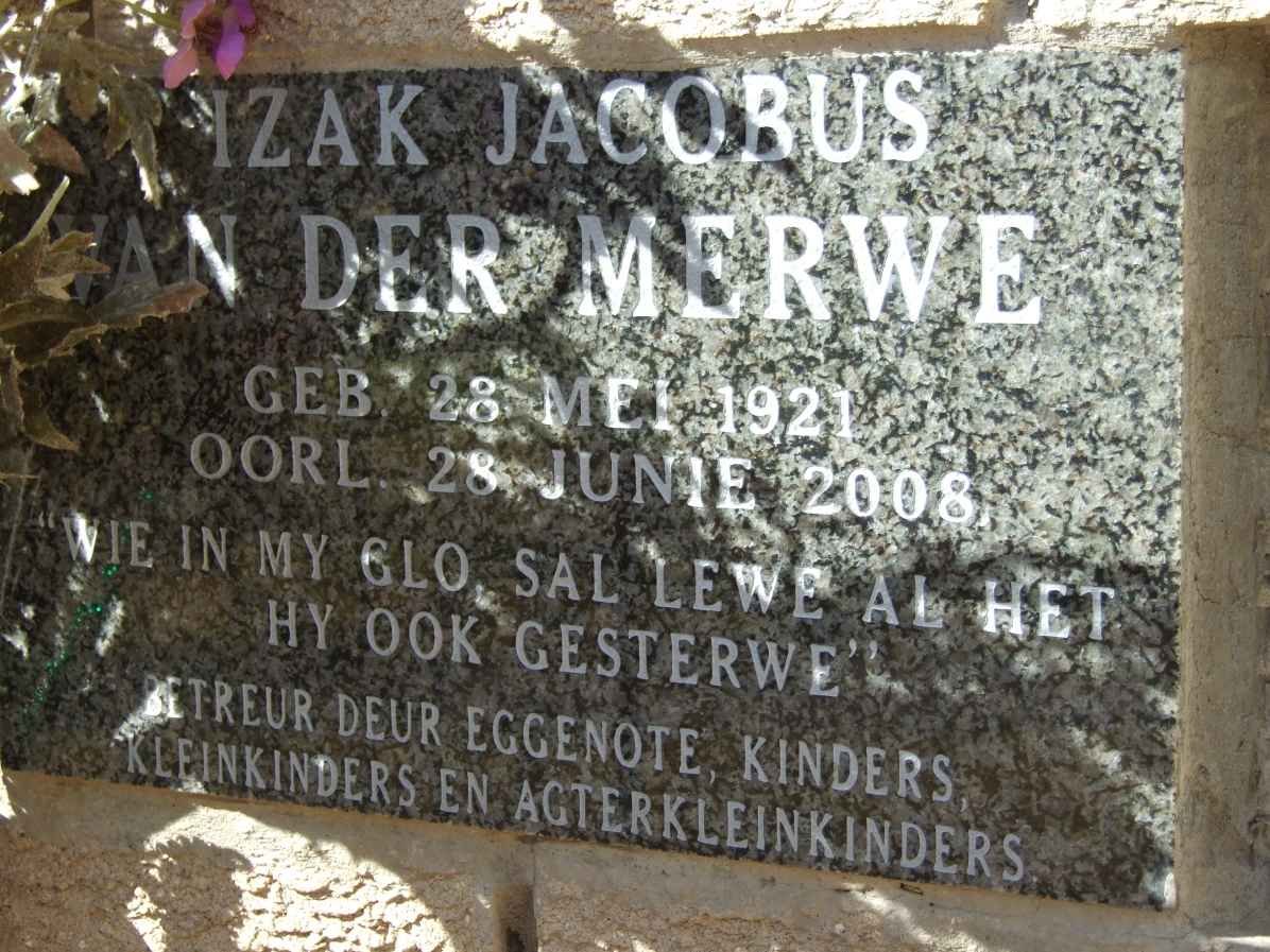 MERWE Izak Jacobus, van der 1921-2008