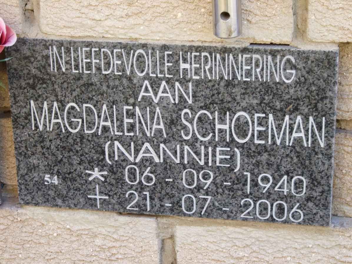 SCHOEMAN Magdalena 1940-2006