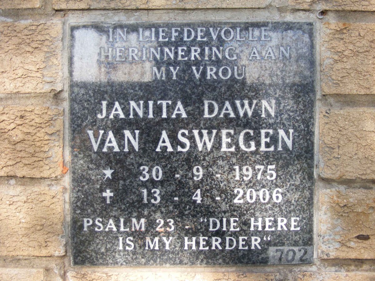 ASWEGEN Janita Dawn, van 1975-2006