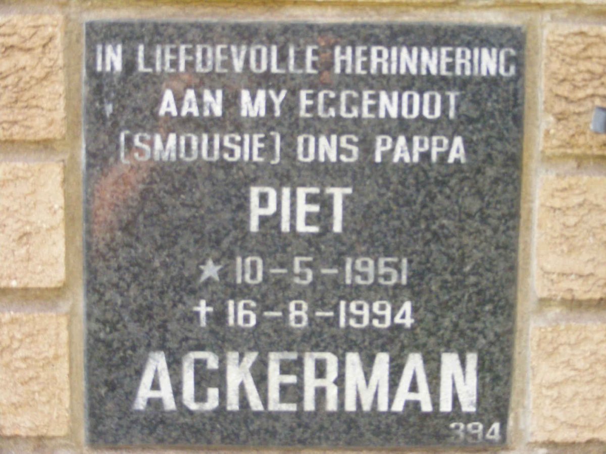 ACKERMAN Piet 1951-1994