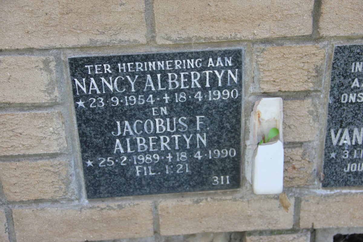ALBERTYN Nancy 1954-1990 :: ALBERTYN Jacobus F. 1989-1990