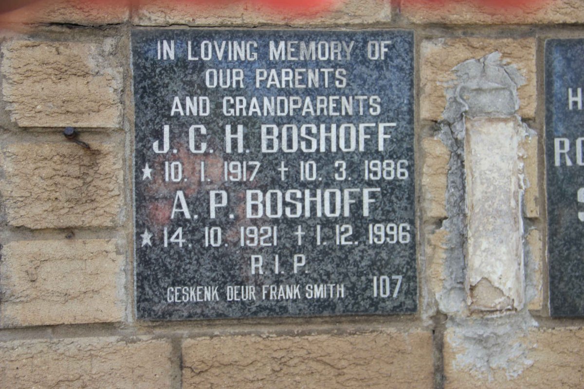 BOSHOFF J.C.H. 1917-1986 &amp; A.P. 1921-1996