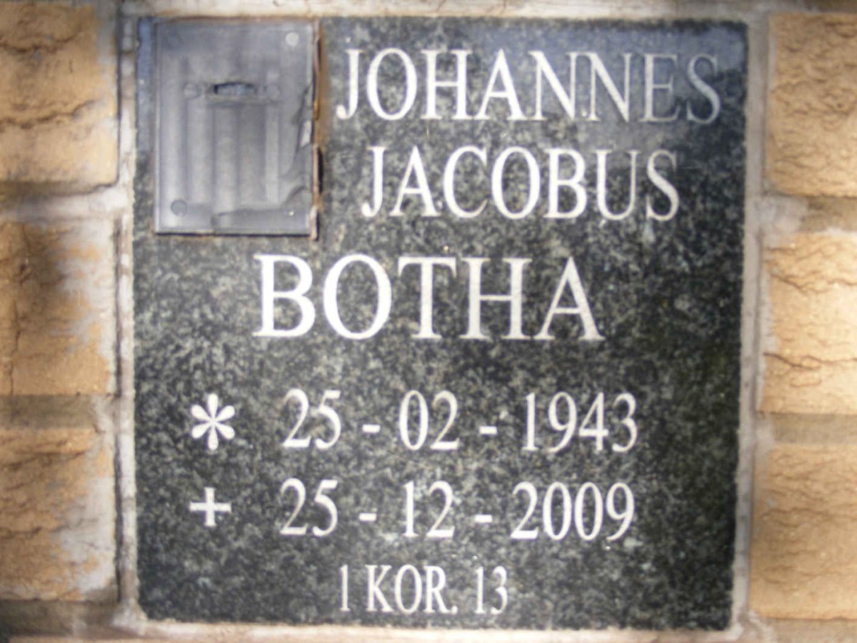 BOTHA Johannes Jacobus 1943-2009