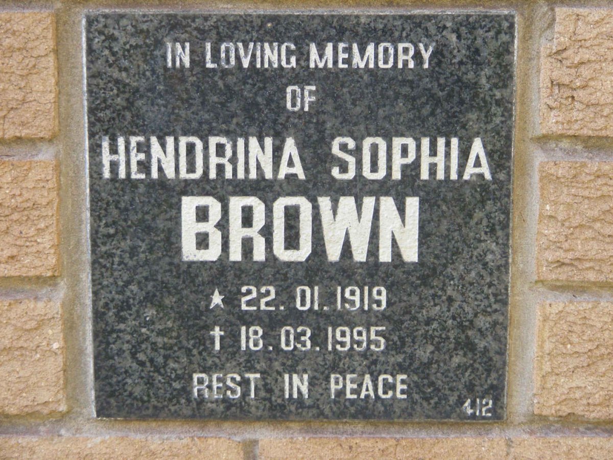 BROWN Hendrina Sophia 1919-1995