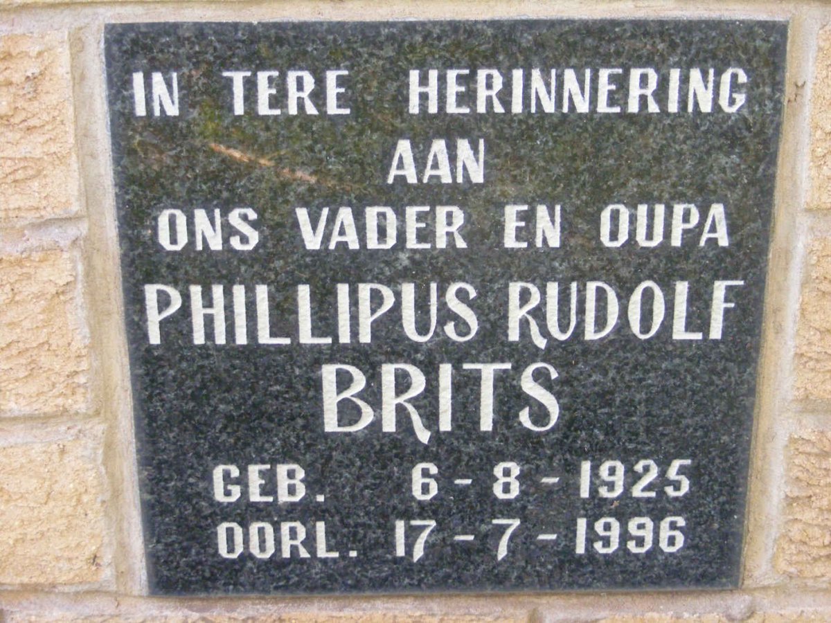 BRITS Phillipus Rudolf 1925-1996