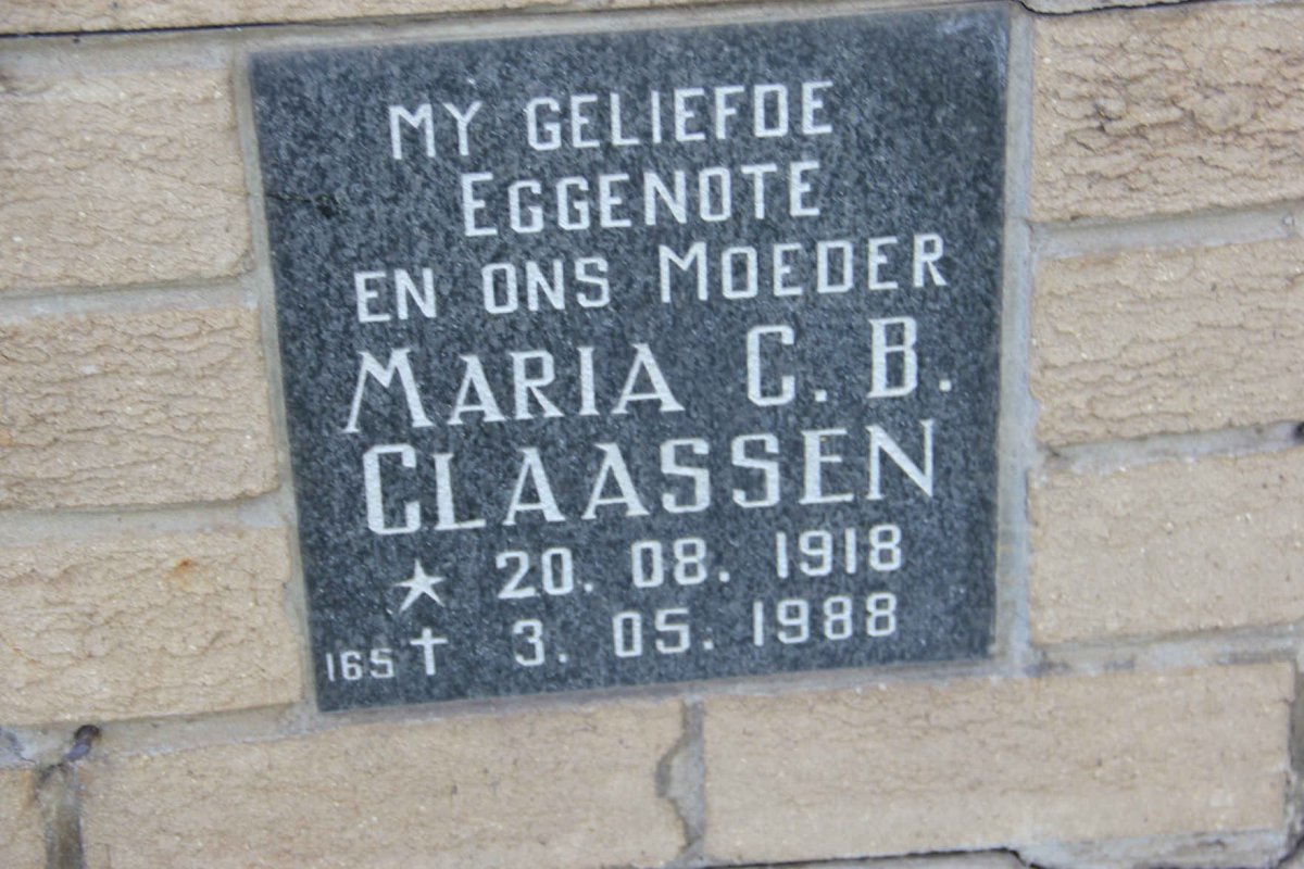 CLAASSEN Maria C.B. 1918-1988