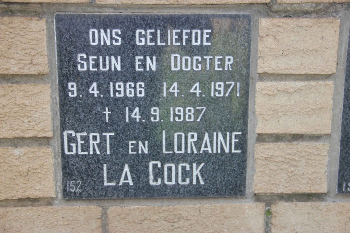 COCK Gert, la 1966-1987 :: LA COCK Loraine 1971-1987