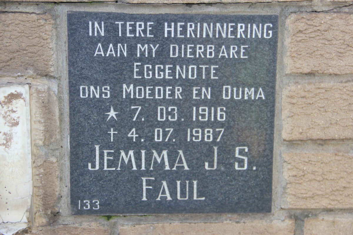 FAUL Jemima J.S. 1916-1987
