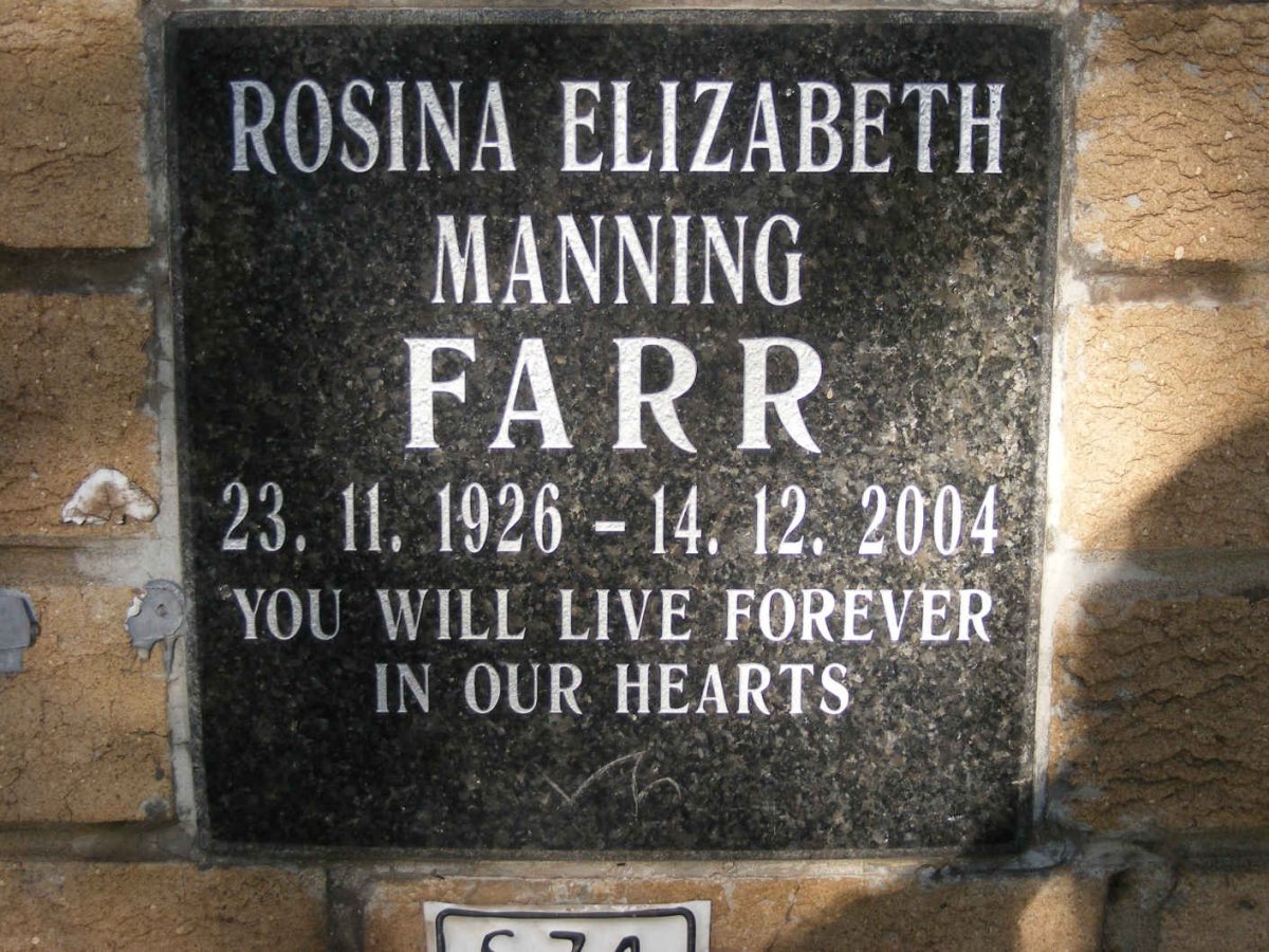FARR Rosina Elizabeth Manning 1926-2004