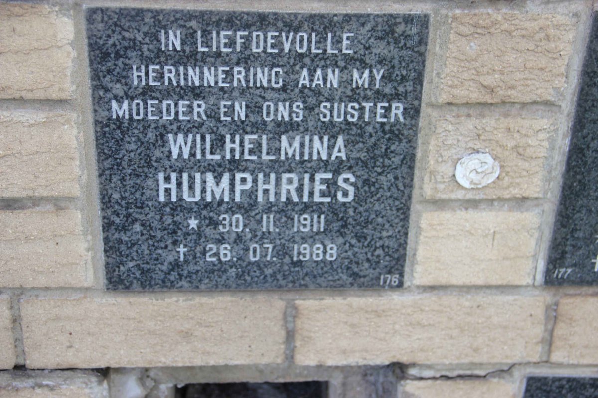 HUMPHRIES Wilhelmina 1911-1988