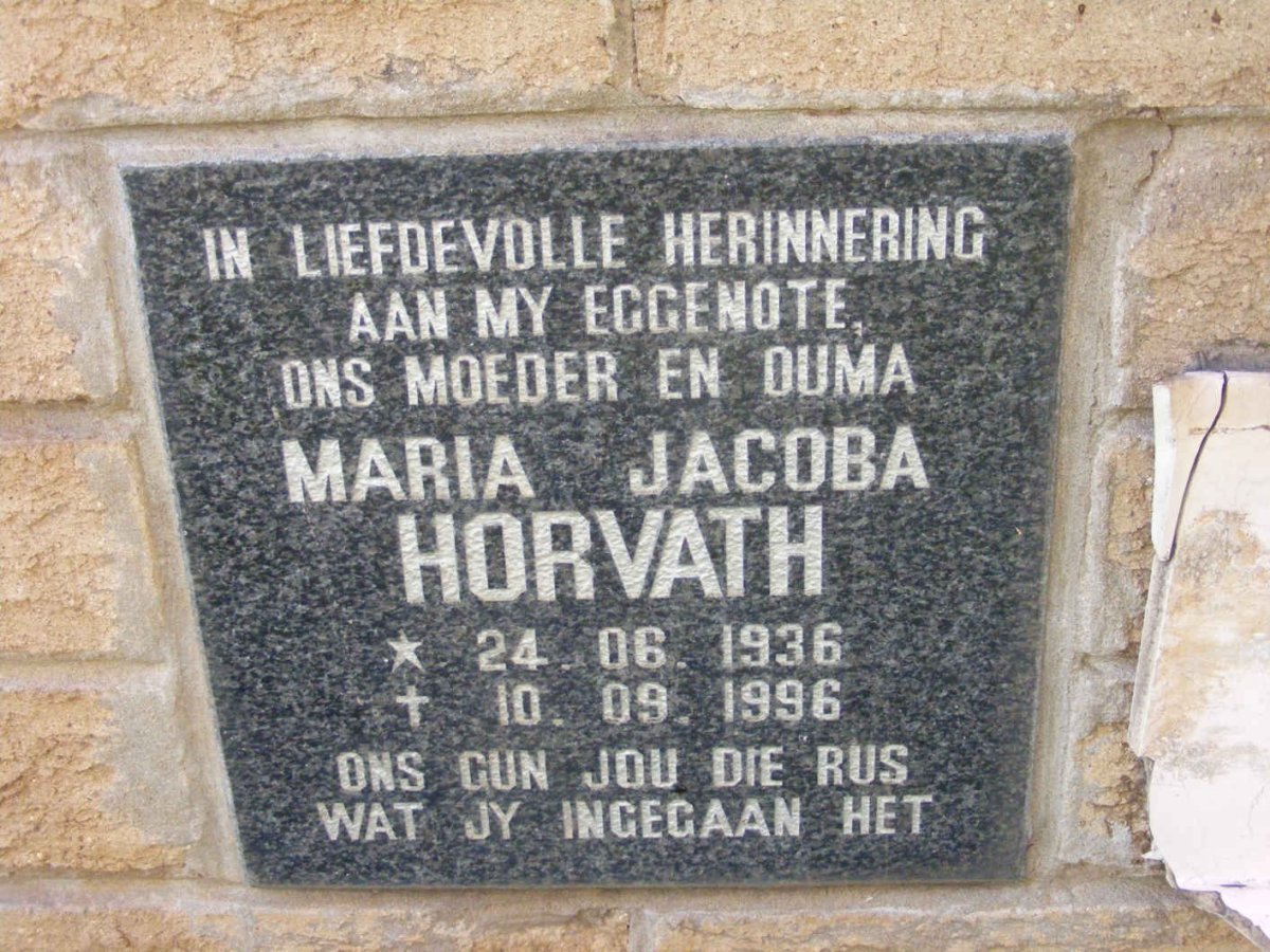 HORVATH Maria Jacoba 1936-1996