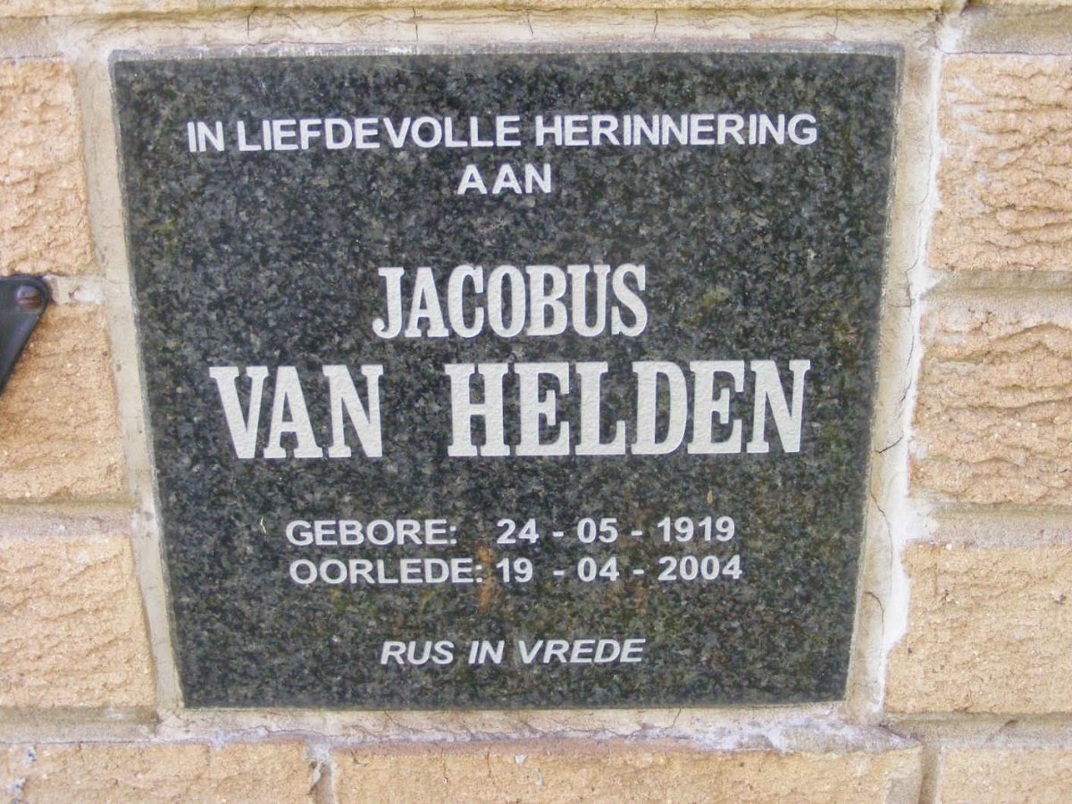 HELDEN Jacobus, van 1919-2004