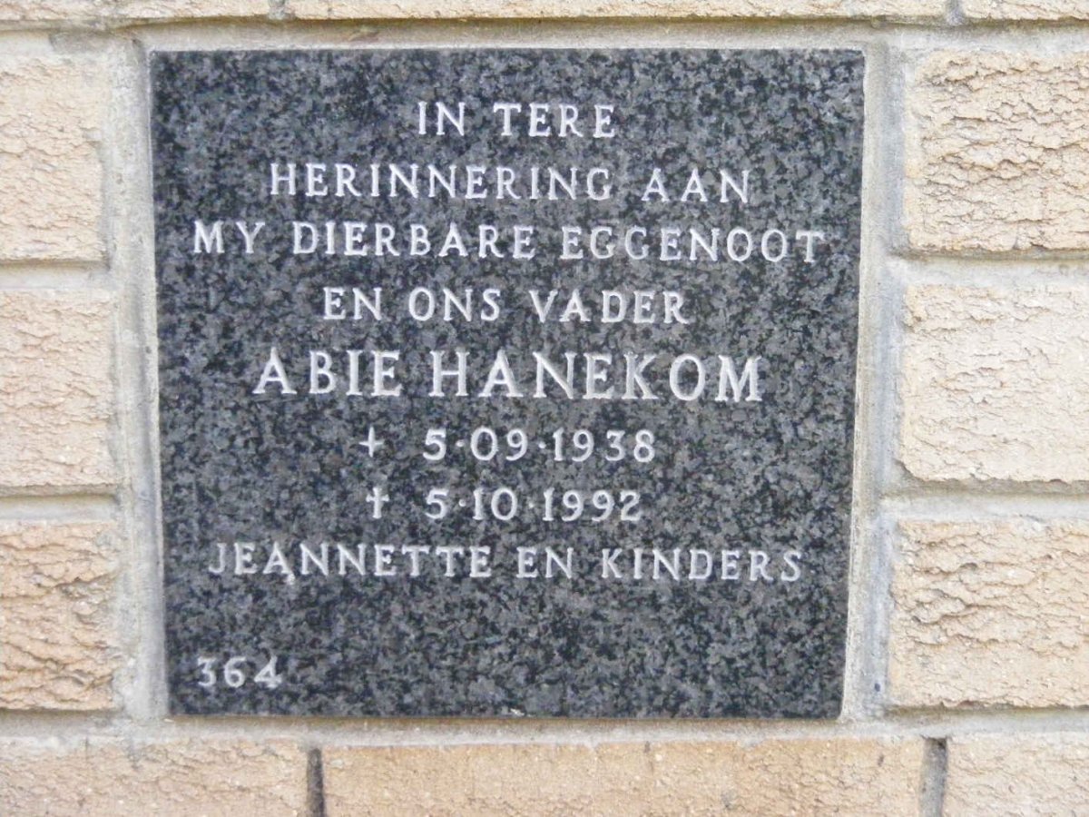 HANEKOM Abie 1938-1992