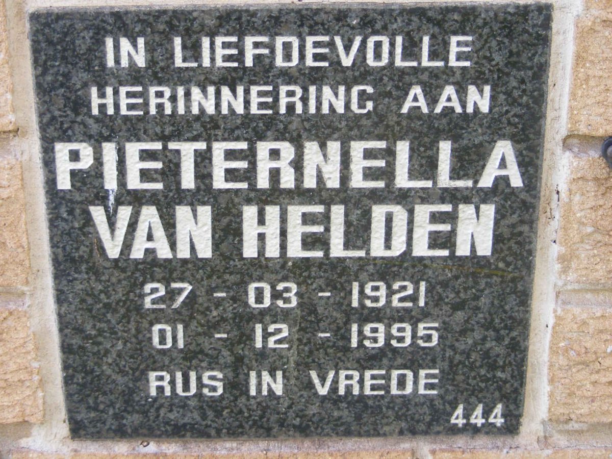 HELDEN Pieternella, van 1921-1995