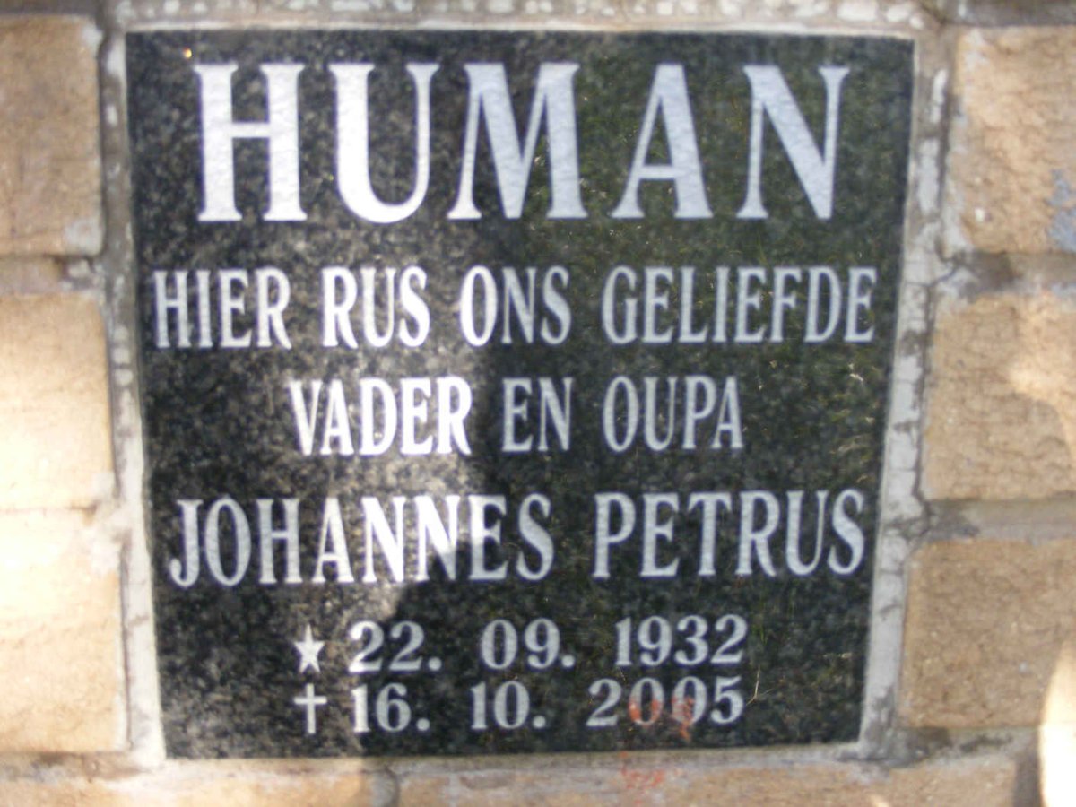 HUMAN Johannes Petrus 1932-2005