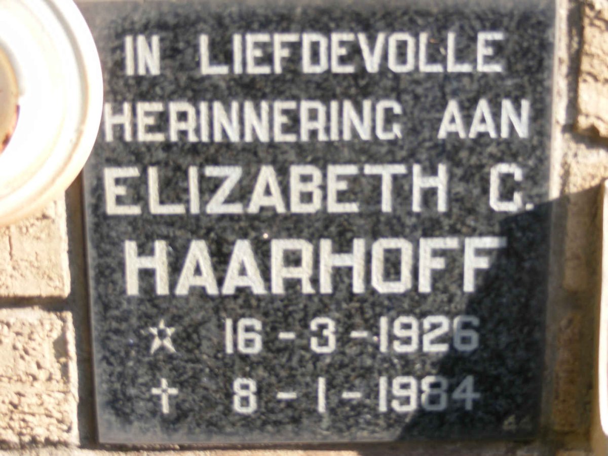 HAARHOFF Elizabeth C. 1926-1984