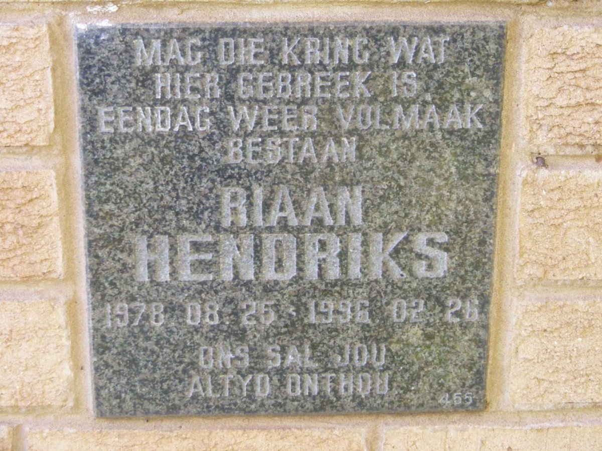 HENDRIKS Riaan 1978-1996