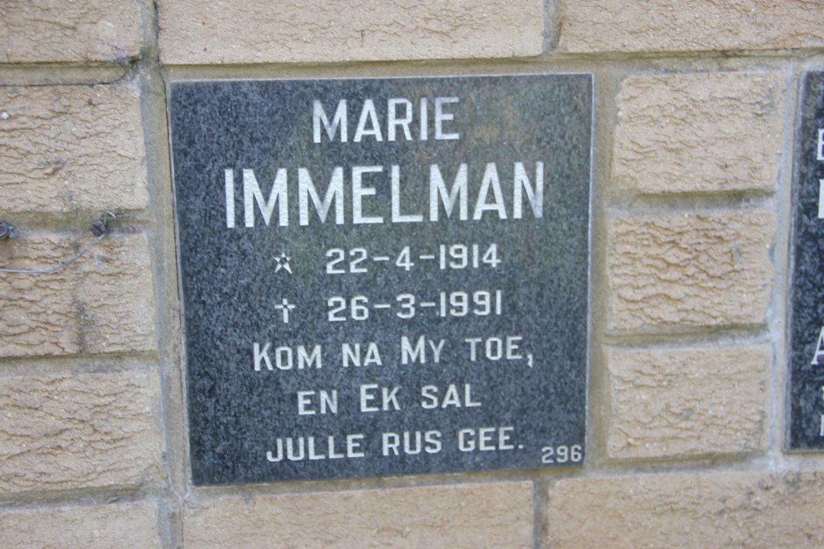 IMMELMAN Marie 1914-1991