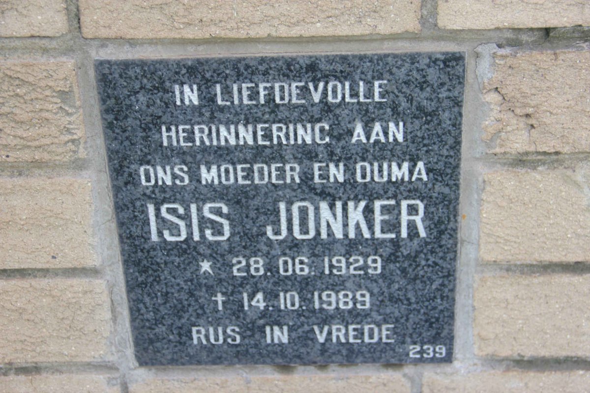 JONKER Isis 1929-1989