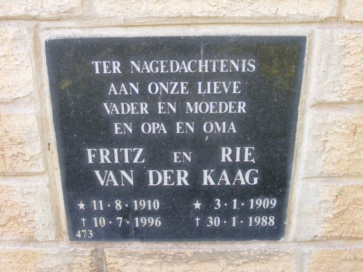 KAAG Fritz, van der 1910-1996 &amp; Rie 1909-1988