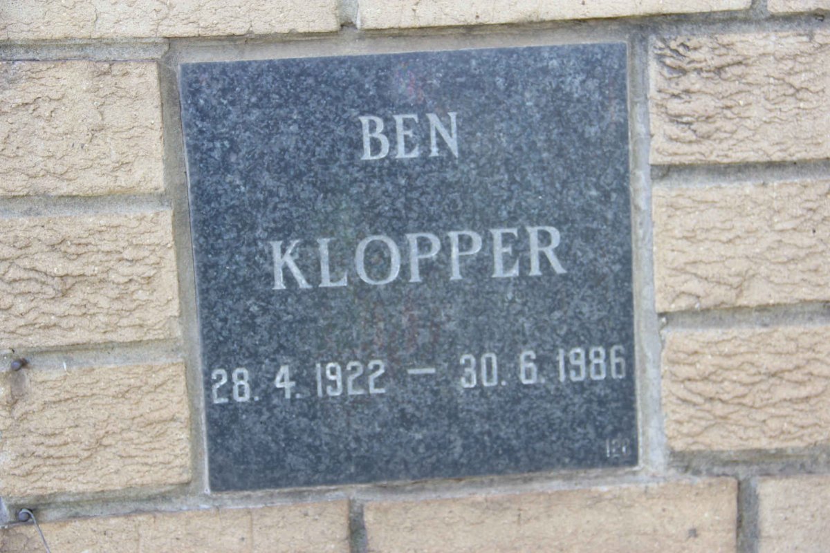 KLOPPER Ben 1922-1986