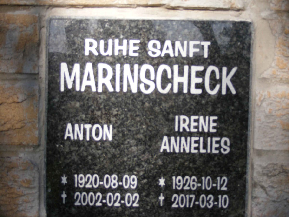 MARINSCHECK Anton 1920-2002 &amp; Irene Annelies 1926-2017