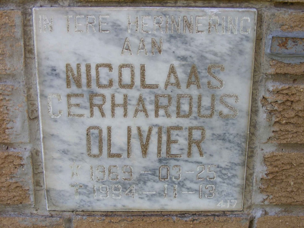 OLIVIER Nicolaas Gerhardus 1969-1994