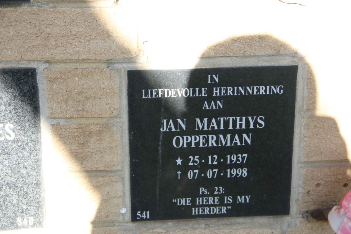 OPPERMAN Jan Matthys 1937-1998