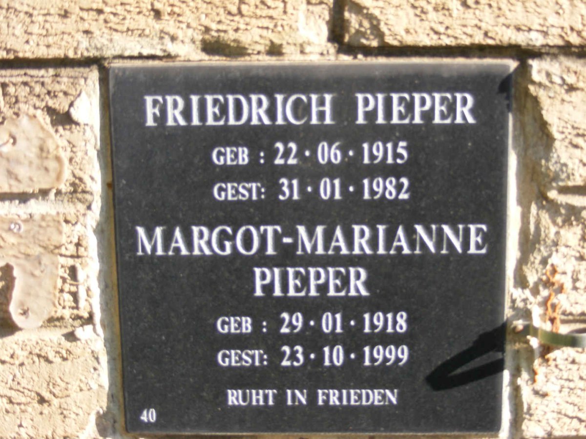 PIEPER Friedrich 1915-1982 &amp; Margot-Marianne 1918-1999
