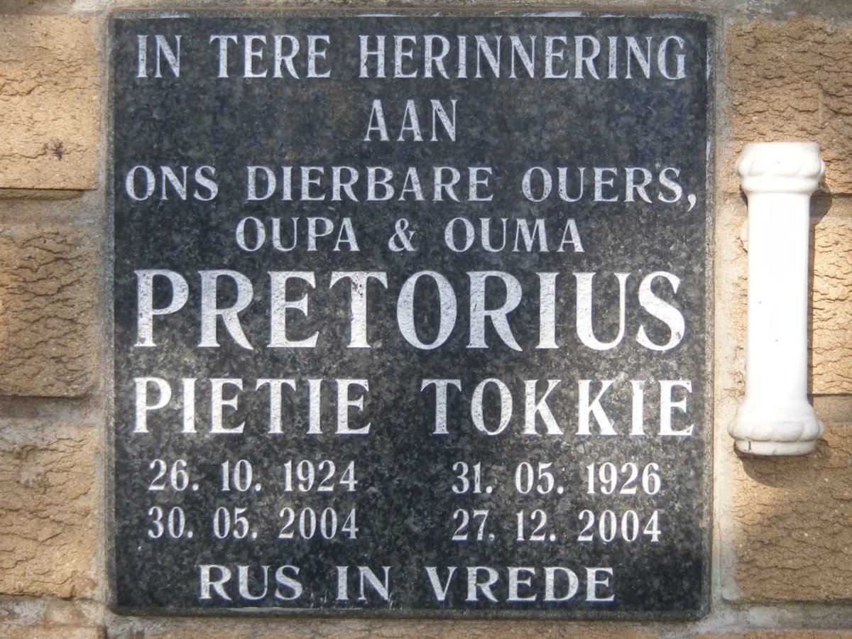 PRETORIUS Pietie 1924-2004 &amp; Tokkie 1926-2004