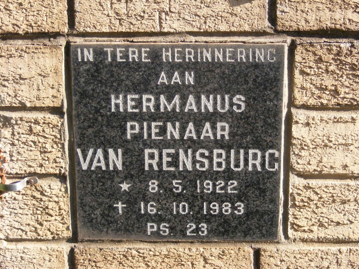 RENSBURG Hermanus Pienaar, van 1922-1983