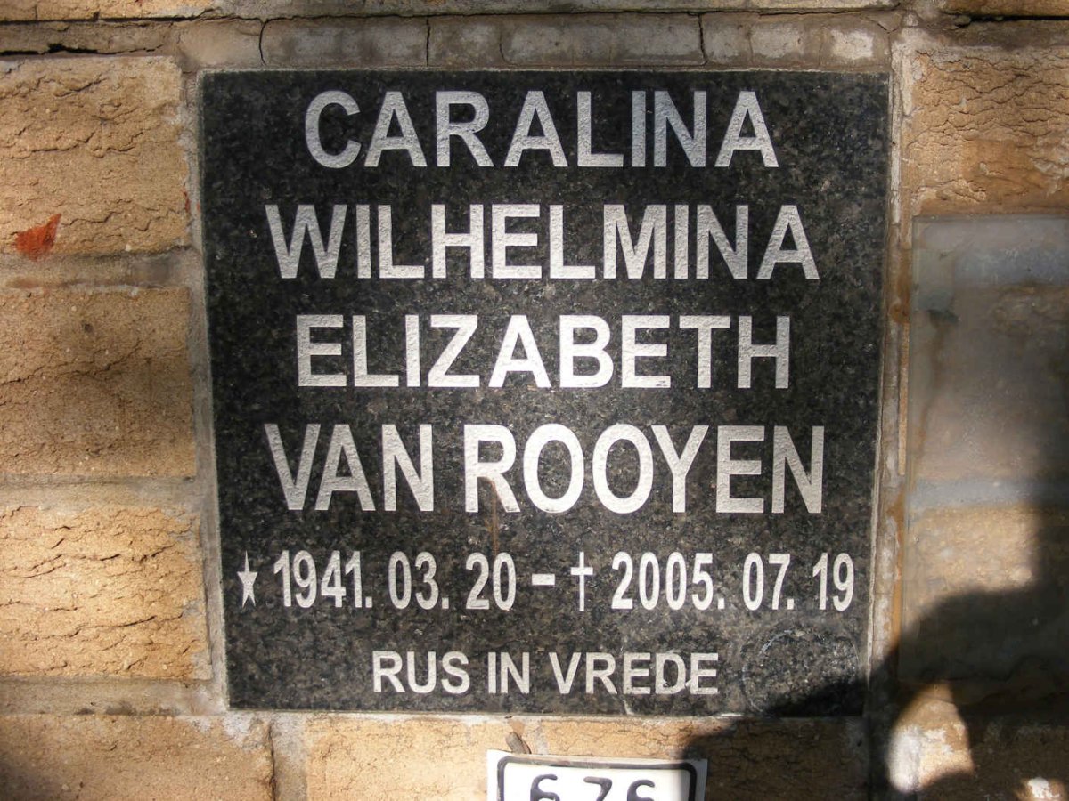 ROOYEN Caralina Wilhelmina Elizabeth, van 1941-2005