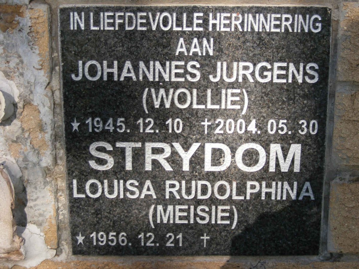 STRYDOM Johannes Jurgens 1945-2004 &amp; Louisa Rudolphina 1956-