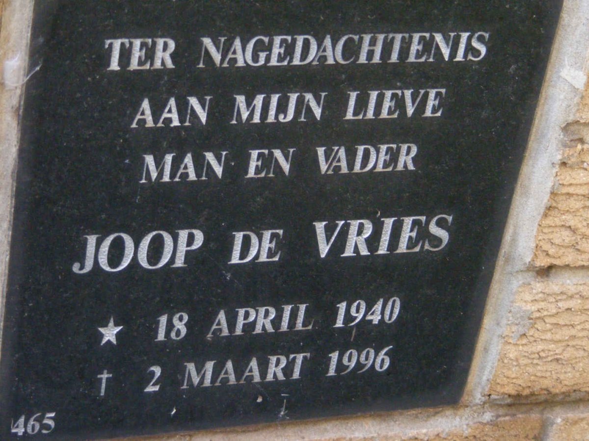 VRIES Joop, de 1940-1996